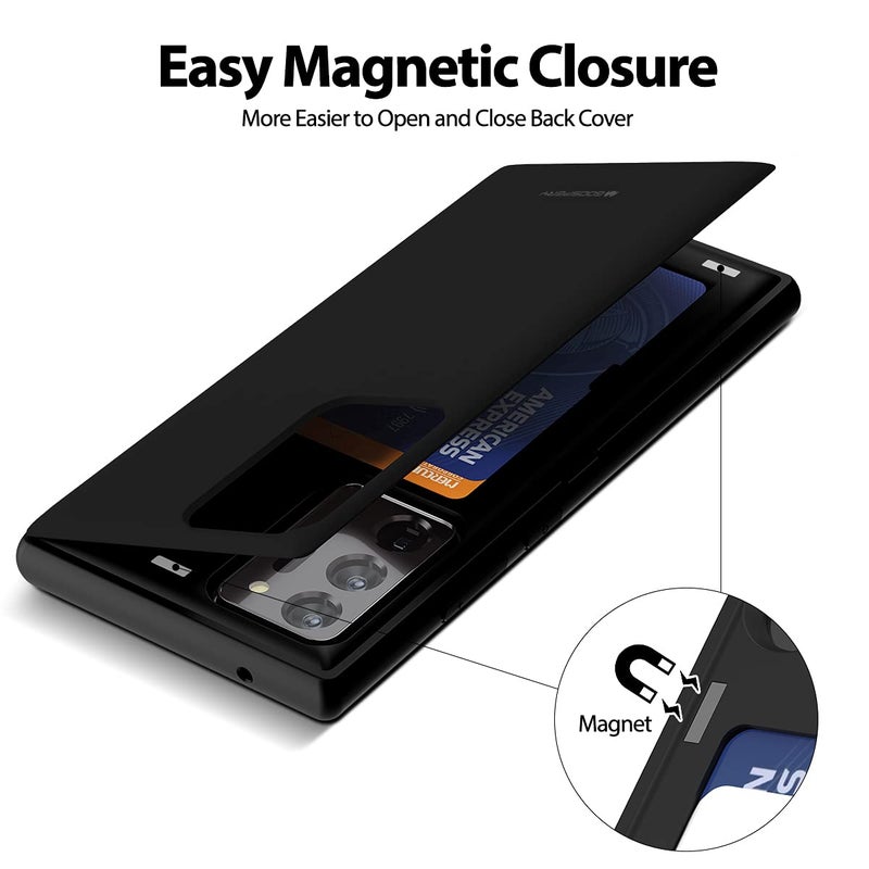 GOOSPERY for Samsung Galaxy Note 20 Ultra 6.9"(2020) Card Holder Wallet Case, Easy Magnetic Door Closure Protective Dual Layer Bumper Sturdy Phone Back Cover with Hidden Mirror (Black) - Image 4